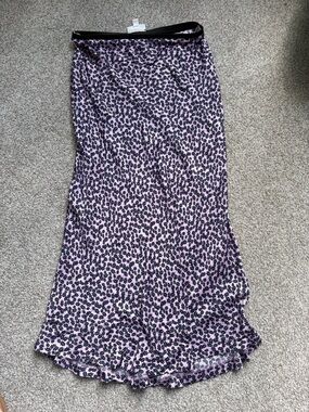 Women's Purple Floral Bias Midi Skirt